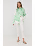 Victoria Beckham camasa femei culoarea verde cu guler clasic relaxed - Pled.ro