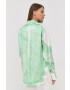 Victoria Beckham camasa femei culoarea verde cu guler clasic relaxed - Pled.ro