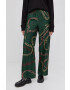 Victoria Beckham Pantaloni femei culoarea verde lat high waist - Pled.ro