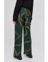 Victoria Beckham Pantaloni femei culoarea verde lat high waist - Pled.ro