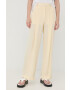 Victoria Beckham pantaloni de matase femei culoarea bej lat high waist - Pled.ro