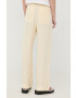 Victoria Beckham pantaloni de matase femei culoarea bej lat high waist - Pled.ro