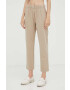 Weekend Max Mara pantaloni femei culoarea bej lat high waist - Pled.ro