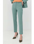 Weekend Max Mara pantaloni de lana femei culoarea verde fason tigareta medium waist - Pled.ro