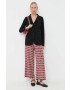 Weekend Max Mara pantaloni de matase drept high waist - Pled.ro