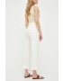 Weekend Max Mara pantaloni din amestec de in culoarea bej lat high waist - Pled.ro