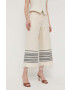 Weekend Max Mara pantaloni din in culoarea bej fason culottes high waist - Pled.ro