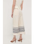 Weekend Max Mara pantaloni din in culoarea bej fason culottes high waist - Pled.ro