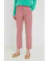 Weekend Max Mara pantaloni Rana femei culoarea roz mulata high waist - Pled.ro