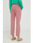 Weekend Max Mara pantaloni Rana femei culoarea roz mulata high waist - Pled.ro