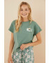 women'secret pijamale de bumbac Snoopy culoarea verde bumbac 3136920 - Pled.ro