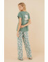 women'secret pijamale de bumbac Snoopy culoarea verde bumbac 3136920 - Pled.ro