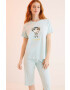 women'secret pijamale de bumbac The Powerpuff Girls culoarea verde bumbac 3135242 - Pled.ro