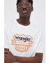 Wrangler tricou din bumbac culoarea alb cu imprimeu - Pled.ro