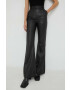 Young Poets Society pantaloni de piele Hazel femei culoarea negru evazati high waist - Pled.ro