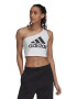 adidas Sportswear Top crop cu decolteu pe un umar si imprimeu logo - Pled.ro