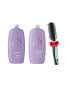 Alfaparf Set pentru netezire Milano Semi Di Lino Smoothing Sampon 1000 ml + Balsam 1000 ml + Perie rotunda - Pled.ro