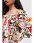 AllSaints Rochie cu decolteu pe umeri si model floral - Pled.ro