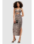 AllSaints Rochie midi cu animal print si decupaje Amaya - Pled.ro