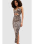 AllSaints Rochie midi cu animal print si decupaje Amaya - Pled.ro