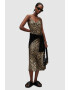 AllSaints Rochie midi cu aspect 2 in 1 si animal print Hera - Pled.ro