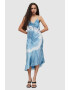 AllSaints Rochie midi din amestec de matase cu model tie-dye - Pled.ro