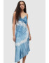 AllSaints Rochie midi din amestec de matase cu model tie-dye - Pled.ro