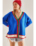 Bianco Lucci Cardigan supradimensionat cu model colorblock - Pled.ro