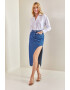 Bianco Lucci Fusta de denim cu slit lateral adanc 126749 - Pled.ro