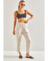 Bianco Lucci Pantaloni crop cu talie elastica - Pled.ro