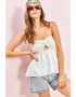 Bianco Lucci Top peplum cu dantela Sangallo - Pled.ro