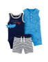 Carter's Set de body salopeta scurta si pantaloni scurti baieti 3 piese - Pled.ro