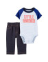 Carter's Set de body si pantaloni - 2 piese baieti imprimeu text Alb/Albastru/Corai - Pled.ro