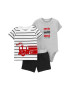 Carter's Set de body tricou si pantaloni scurti - 3 piese baieti cu imprimeu Alb/Rosu/Negru - Pled.ro