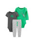 Carter's Set de body-uri si pantaloni - 3 piese Verde/Gri inchis Standard - Pled.ro