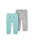 Carter's Set de pantaloni sport din bumbac organic cu terminatii striate - 2 perechi Gri melange/Albastru pastel - Pled.ro