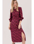 Closet LONDON Rochie midi cu croiala in A si maneci bufante - Pled.ro