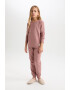 DeFacto Regular Fit Textured Long Pijama - Pled.ro