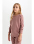 DeFacto Regular Fit Textured Long Pijama - Pled.ro