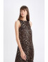 DeFacto Rochie fara maneci cu animal print si slit lateral - Pled.ro