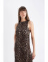 DeFacto Rochie fara maneci cu animal print si slit lateral - Pled.ro