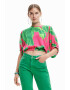 DESIGUAL Bluza crop cu imprimeu tropical - Pled.ro