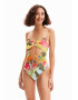 DESIGUAL Costum de baie cu imprimeu tropical si decupaje - Pled.ro