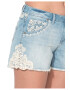 DESIGUAL Pantaloni scurti bleu din denim cu broderii - Pled.ro