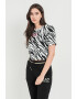 EA7 Tricou crop din amestec de modal cu imprimeu logo si animal print - Pled.ro