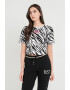 EA7 Tricou crop din amestec de modal cu imprimeu logo si animal print - Pled.ro