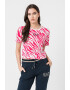 EA7 Tricou crop din amestec de modal cu imprimeu logo si animal print - Pled.ro