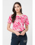 EA7 Tricou crop din amestec de modal cu imprimeu logo si animal print - Pled.ro