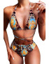 EFAYN.RO Costum de baie dama 2 piese imprimeu animal print sutien reglabil slip talie inalta brazilian cu catarama EFAYN - Pled.ro