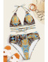 EFAYN.RO Costum de baie dama 2 piese imprimeu animal print sutien reglabil slip talie inalta brazilian cu catarama EFAYN - Pled.ro